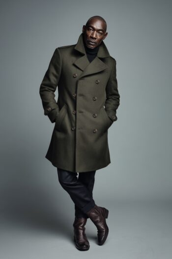 Dunmore Olive Wool Peacoat