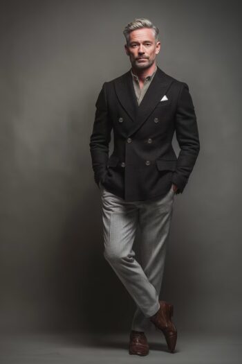 Ashford Black Wool Double Breasted Blazer